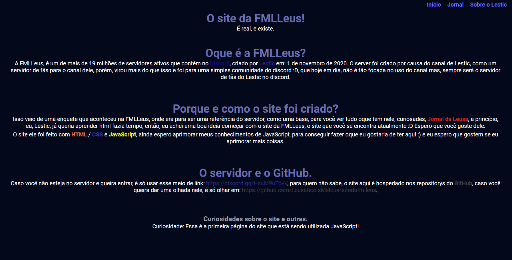 Imagem do site da FMLLeus após a sua reforma.